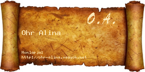 Ohr Alina névjegykártya